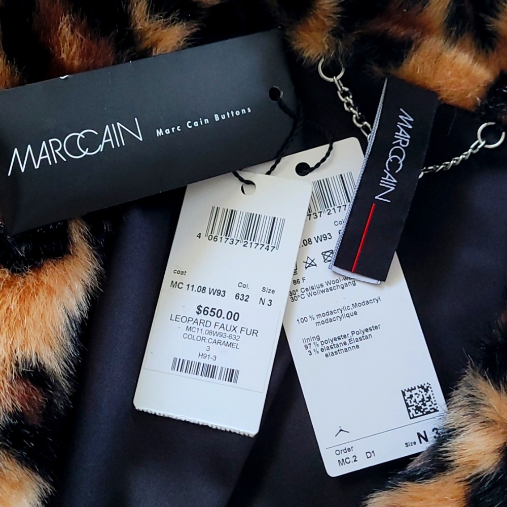 Leopard Faux Fur Coat Mid Length - Picture 4 of 5